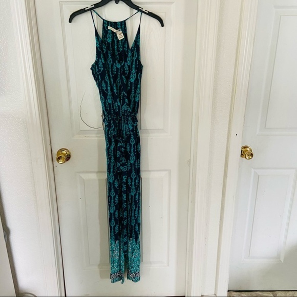 CHELSEA & VIOLET green western Aqua lightweight spaghetti strap jumpsuit size XS